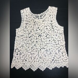 Crochet Elegant Cream  Sleeveless Top size S/M